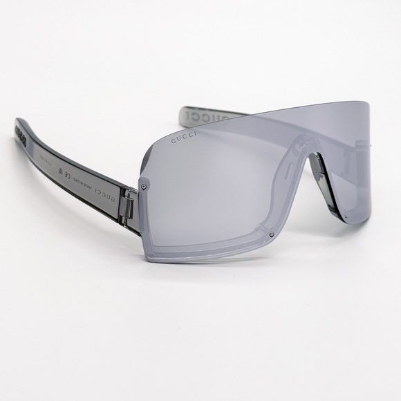 NEW GUCCI SILVER UNISEX MASK SUNGLASSES, GUCCI SHIELD EYEWEAR - Picture 4 of 12